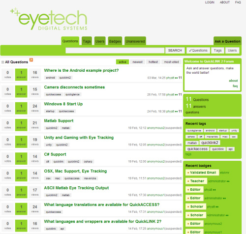 Eye Tracking Developer Community from EyeTech DS